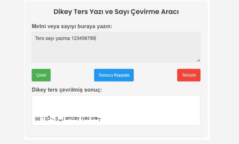 Ters Sayı ve Yazı Yazma