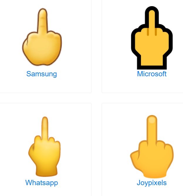 orta parmak emoji görünümü